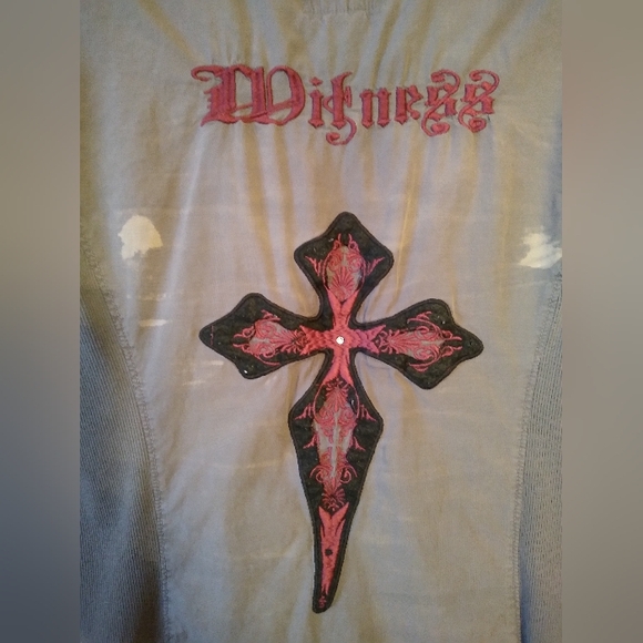 Women's Jrs 90s Y2K Snap Front Shirt Sz M By Witness, Embroidered Distressed - Picture 2 of 10